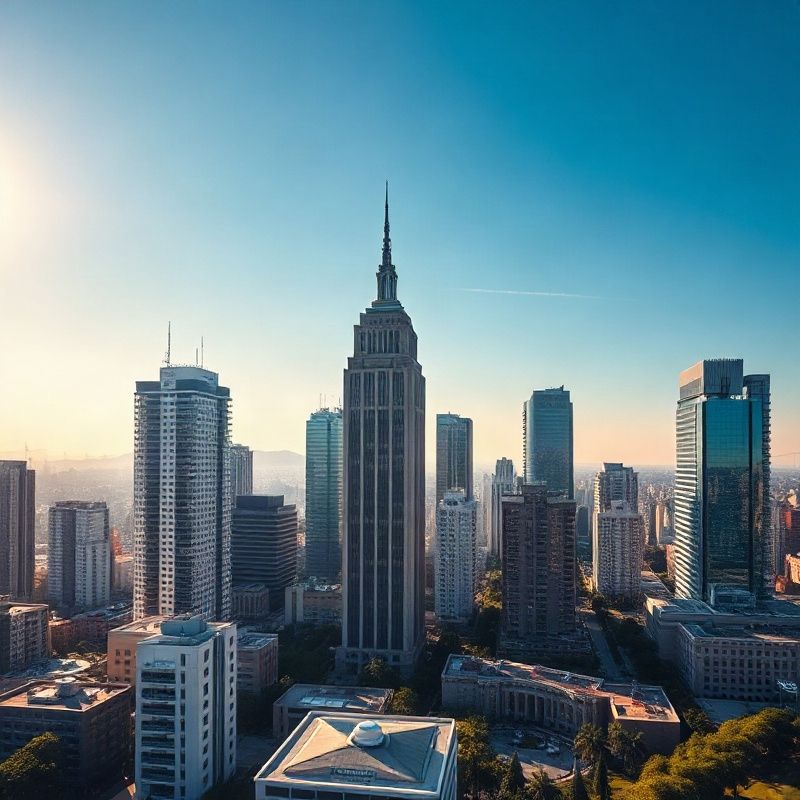Vista aérea do skyline de São Paulo com céu azul
